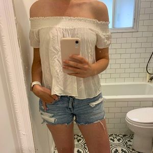 Aritzia off the shoulder white top